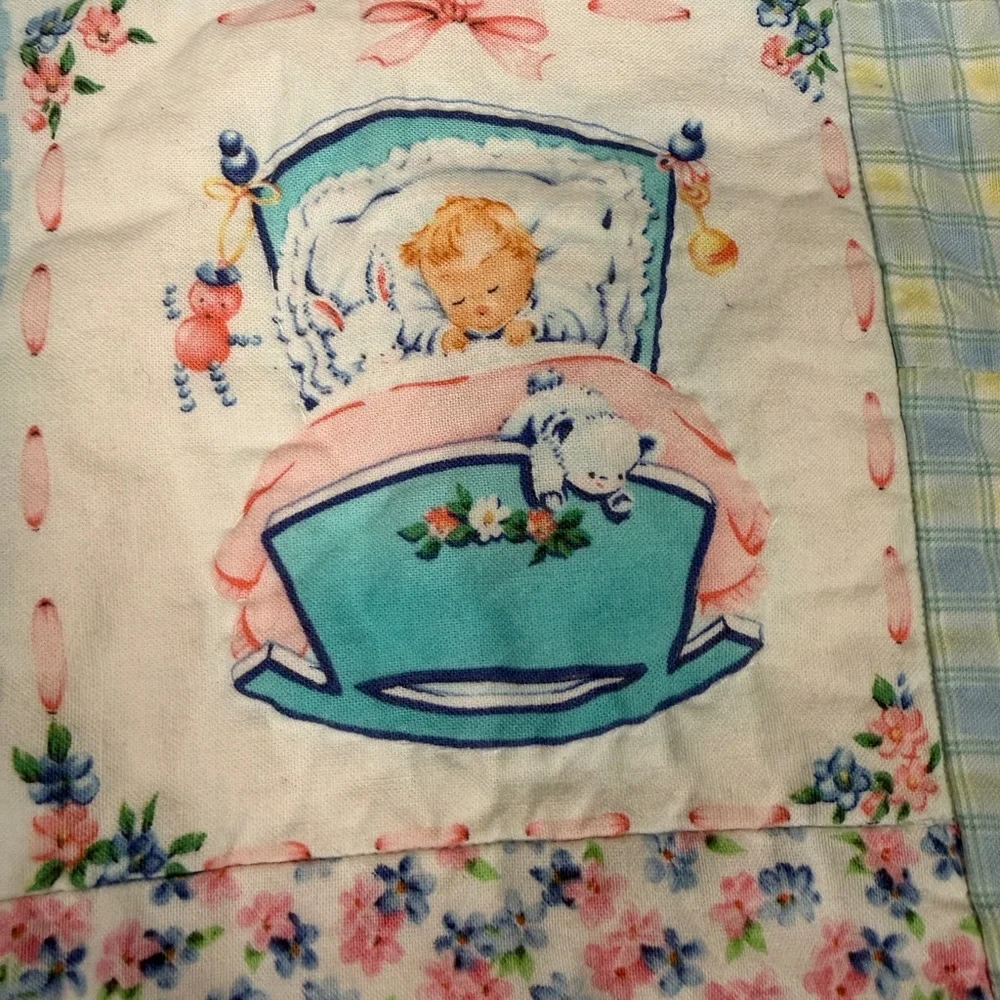 Pastel Yellow & Blue Baby Patchwork Quilt - Charming Nursery Bedding‎